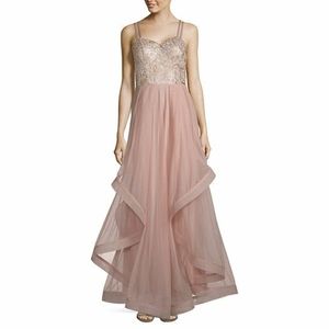 Ball gown pink prom dress layers ruffle sequin 3